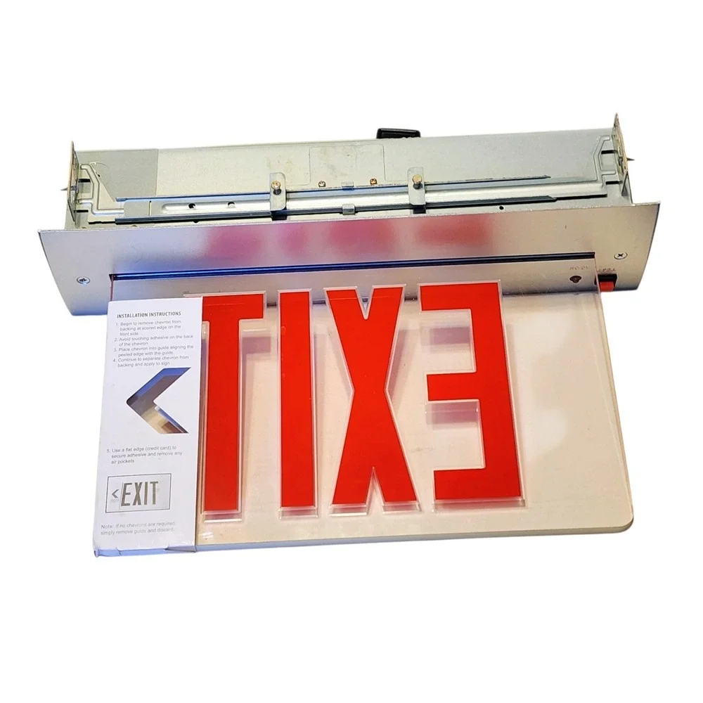 NEW! LITHONIA LIGHTING Exit Sign - Edge-Lit - Red Letters, EDGRNY 2 R EL M4 Open
